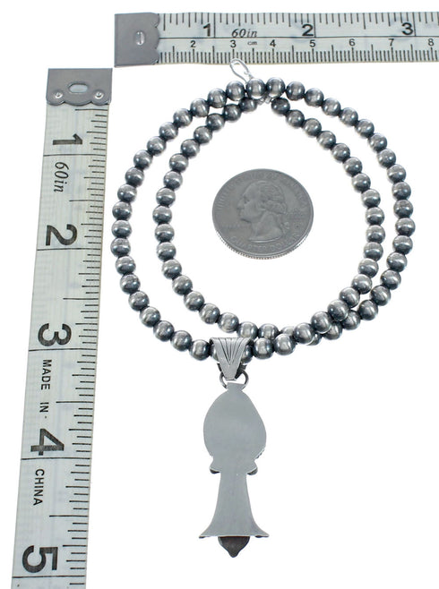 Navajo Turquoise Sterling Silver Old Pawn Bead Necklace SN20296
